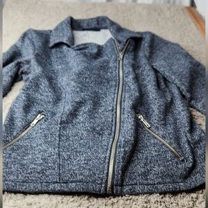 Women's Grey Asymmetrical Zip Jacket With Zipper Pockets - Unknown Brand - XS